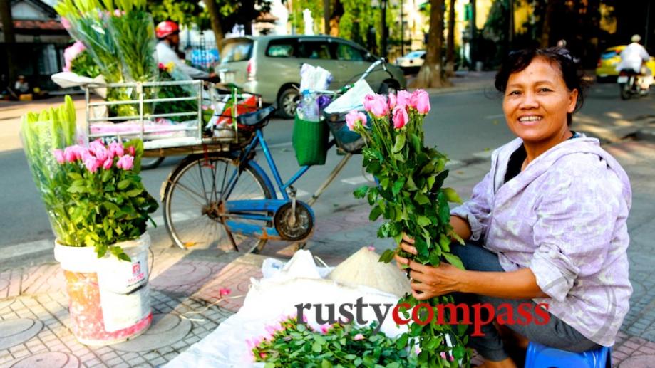 A flower seller just off Ba Dinh Square, Hanoi