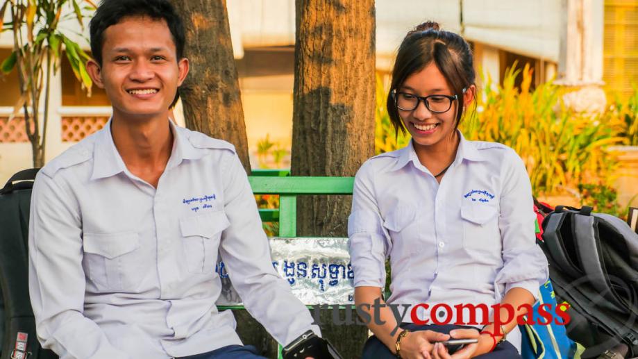 A young couple at Sisowath School in Phnom Penh. The...