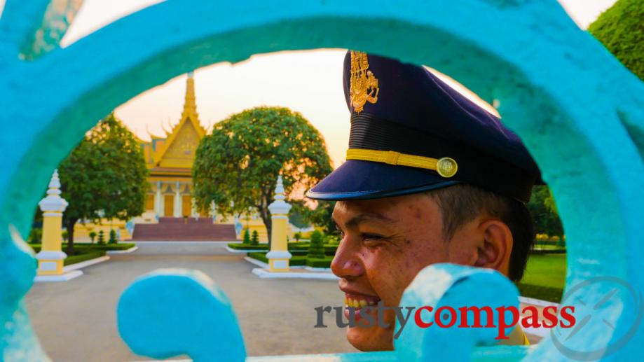 Smiling guard at the Royal Palace, Phnom Penh