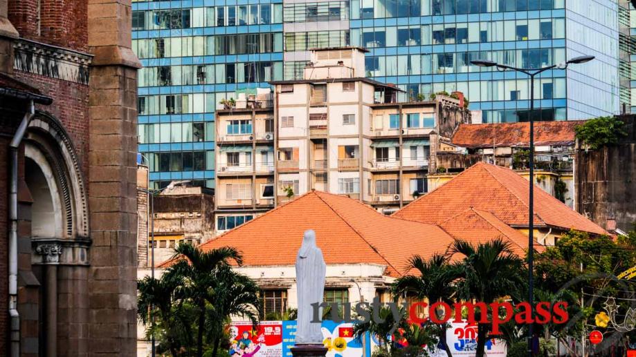 Layers of Saigon - the cathedral, a former French colonial...