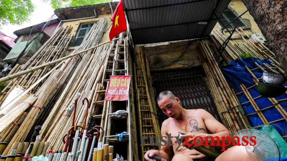 Hanoi bamboo pipe (dieu cay) maker with Ho Chi Minh...