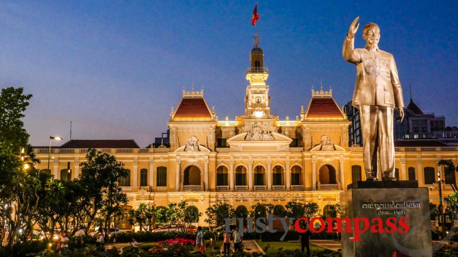 Ho Chi Minh greets visitors to the city that carries...