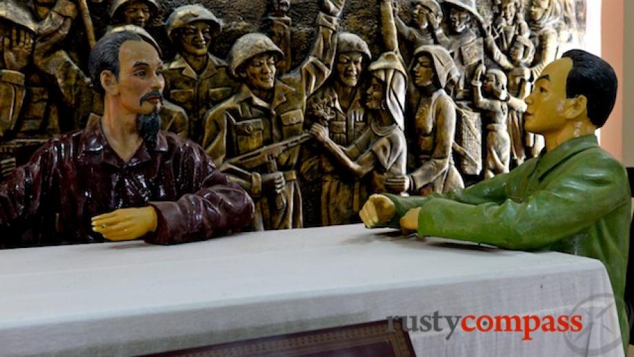 Ho Chi Minh confers with General Giap. Museum Dien Bien Phu.
