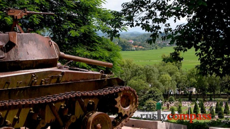 French tank overlooks the current Viet Minh Cemetery from Eliane...