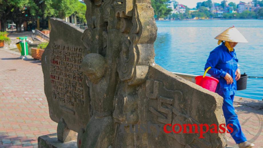 This monument marks the lake in Hanoi from which John...