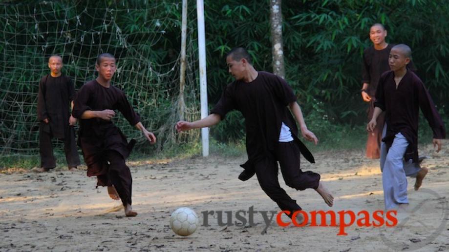 Monks catch some football at Tu Hieu Pagoda, Hue