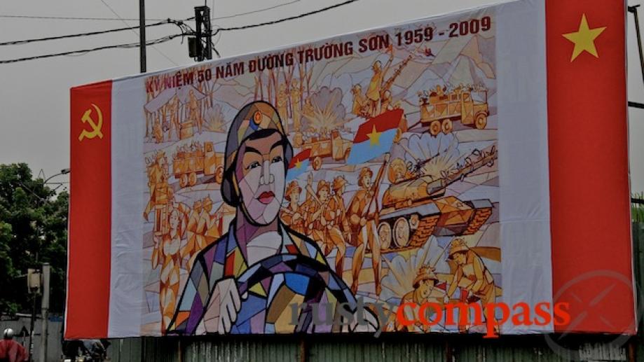 This billboard commemorates 50 years since the founding of the...