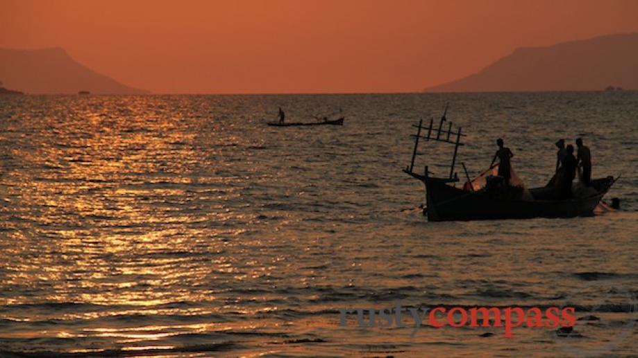 Sunset from the Kep crab market.