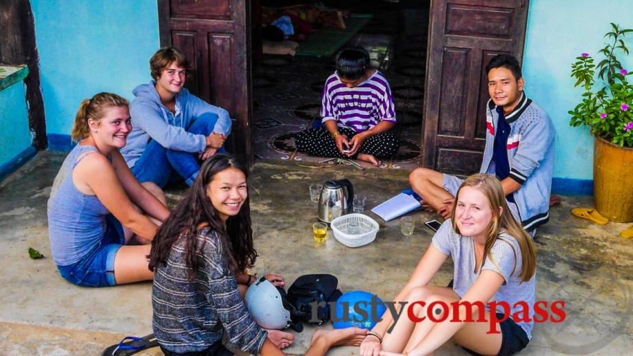 Young French students volunteering at Kon Ktu village outside Kontum.