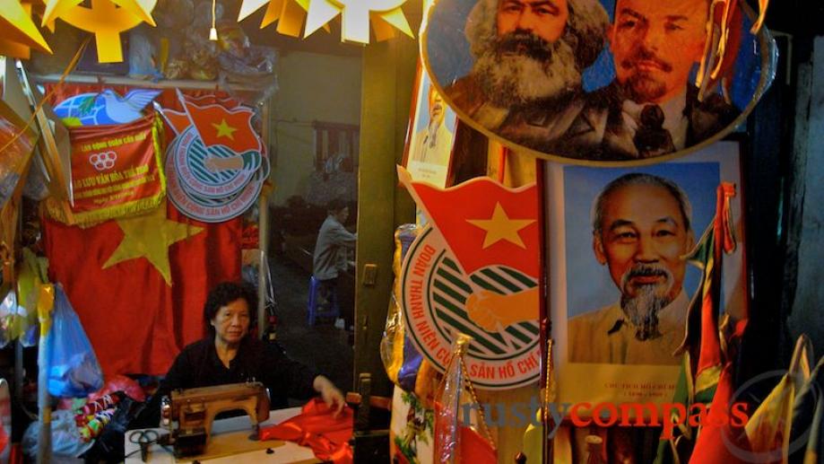 Churning out flags and other nationalist paraphernalia. Marx and Lenin still...