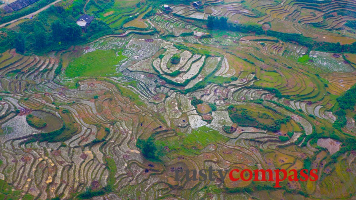Rice terraces from the cable car Rice terraces from the cable car