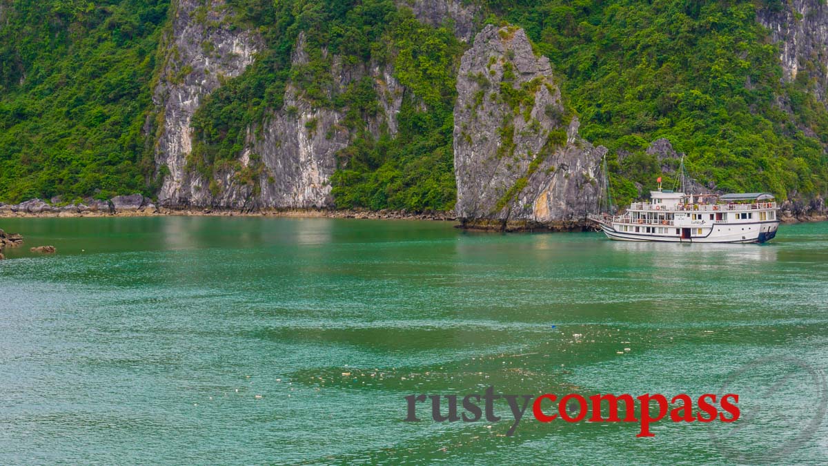 Clusters of plastic waste are a standard feature of a visit to Halong Bay.