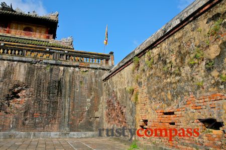 Shell damage at the citadel's main gate