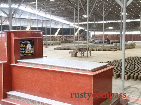 The factory founder's grave since bang in the middle of the vast and now largely empty factory space