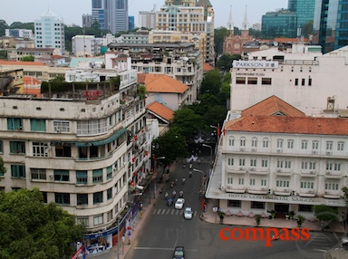 Historic Dong Khoi St, formally the Ru Catinat has held on to two icons. The Continental and the Eden Centre. Eden is soon to disappear. architecture,Eden Centre,Givral Cafe,Saigon,Vietnam