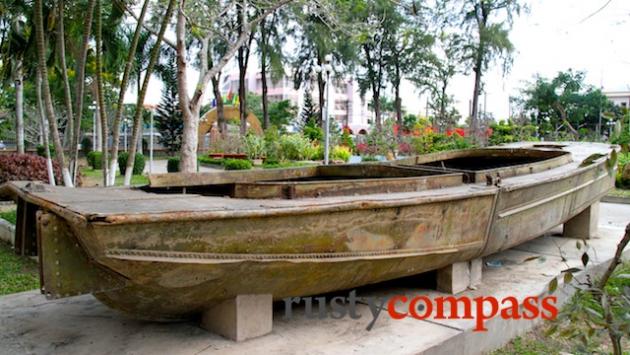 Boat once used by US and South Vietnamese troops to patrol Mekong Delta canals.