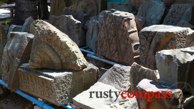 Cham artefacts piled up outside Binh Dinh Museum.