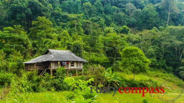 Ethnic minority stilt house nearby General Vo Nguyen Giap's command post at Dien Bien Phu.