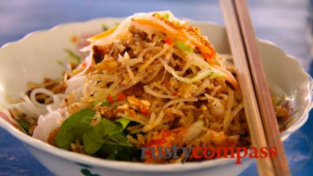 Delicious Bun Cha Gio - noodles and spring rolls - from Ha Tien's market.