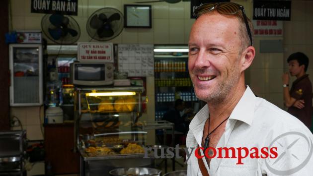 In his element. Mark Lowerson on Hanoi's streets.