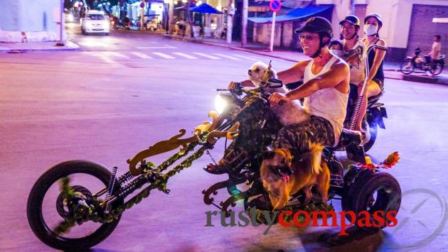 Fancy bike and fancy dogs, Saigon