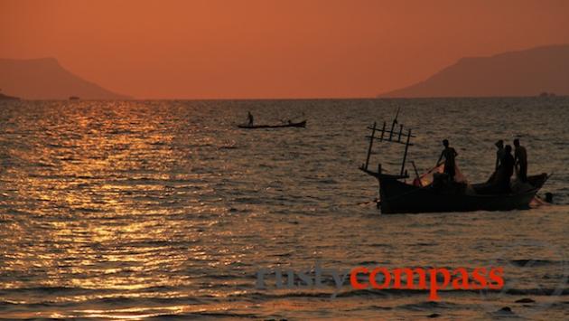 Sunset from the Kep crab market.