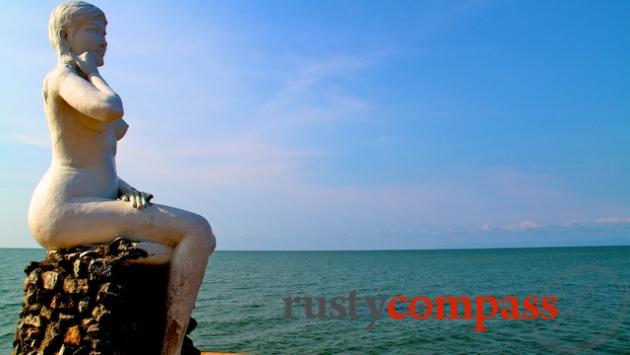 Mermaid statue on Kep's main beach.