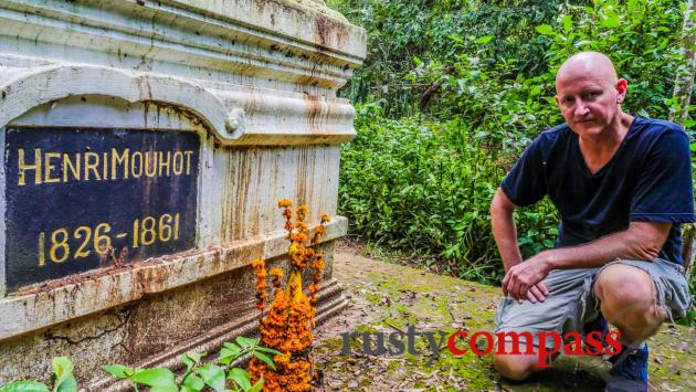 At the grave of Mekong explorer, Henri Mouhot, Luang Prabang