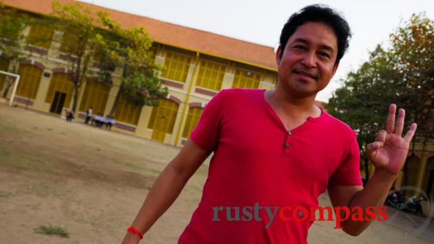 Met a famous Khmer actor playing soccer in the grounds of Preah Sisowath School