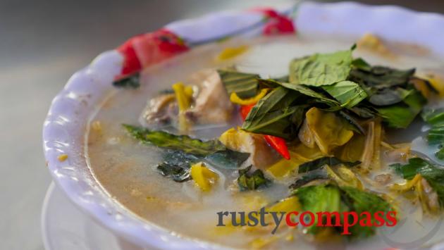 Tasty Khmer soup in a local streetside eatery.