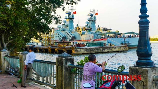 Fishing - a toxic catch. Saigon river walk.