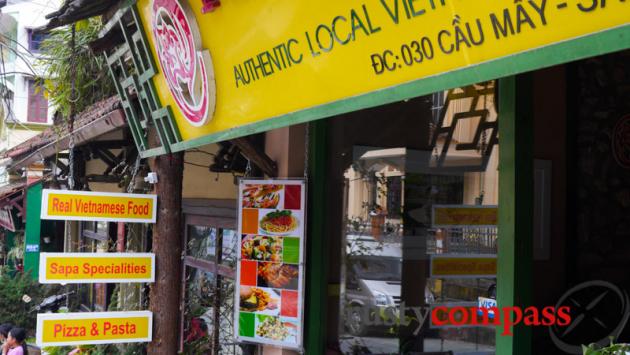 Authentic Vietnamese pizza and pasta - typical downtown tourist eatery in Sapa.