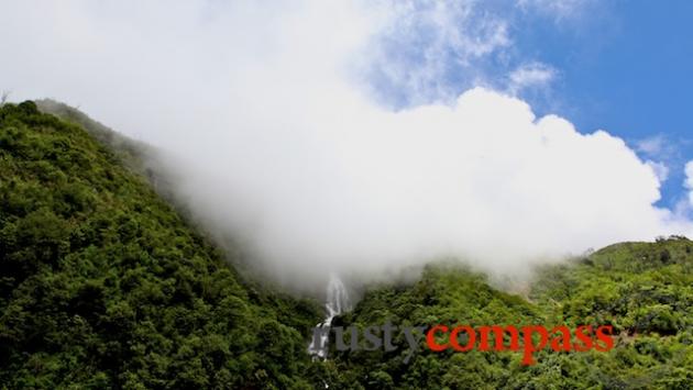 Mist clears over the falls