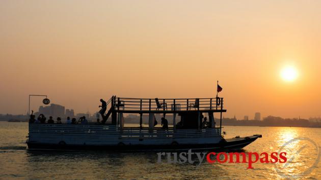 Sunset cruising on the Mekong, Phnom Penh