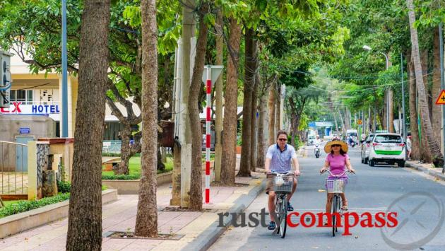 Cycling tree lined streets, Vung Tau