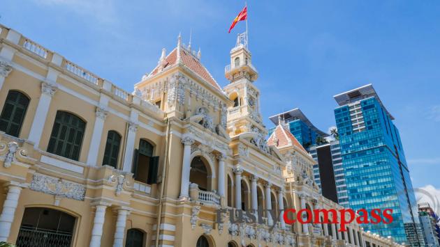 French Hotel de Ville meets Saigon's modern skyline.