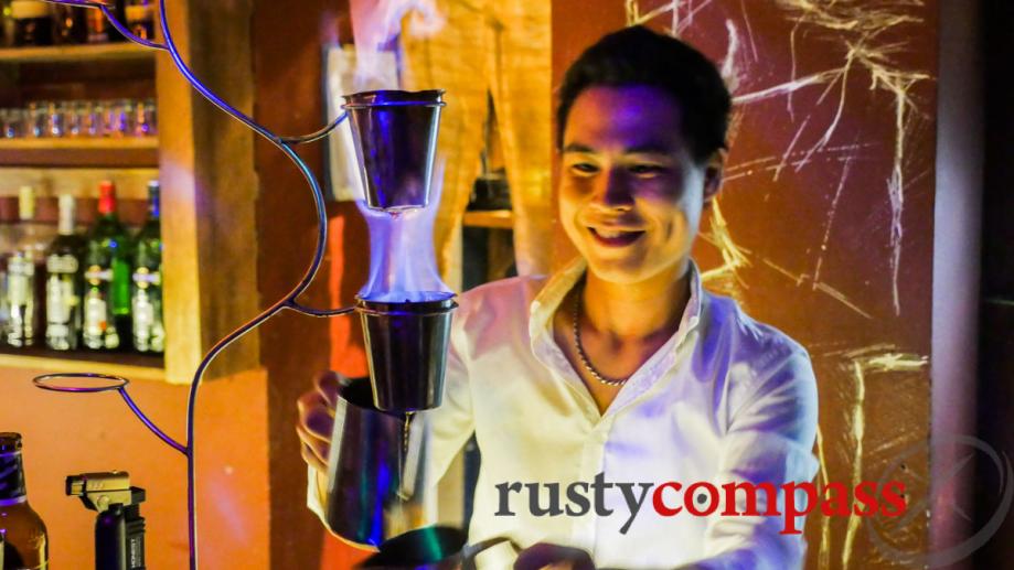 Tiep from Unicorn Bar in Hanoi concocts a potion.
