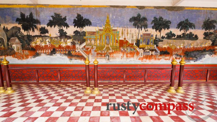 Frescoes and tiles at the Royal Palace, Phnom Penh