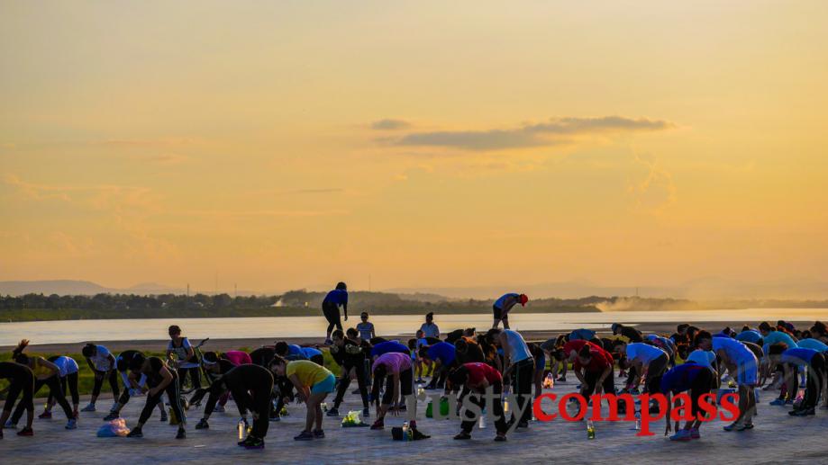 Afternoon workout on the Mekong River, Vientiane