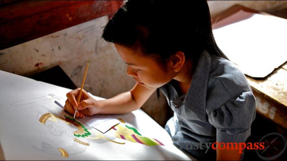 Students at work at the École des Arts Cambodgiens -...