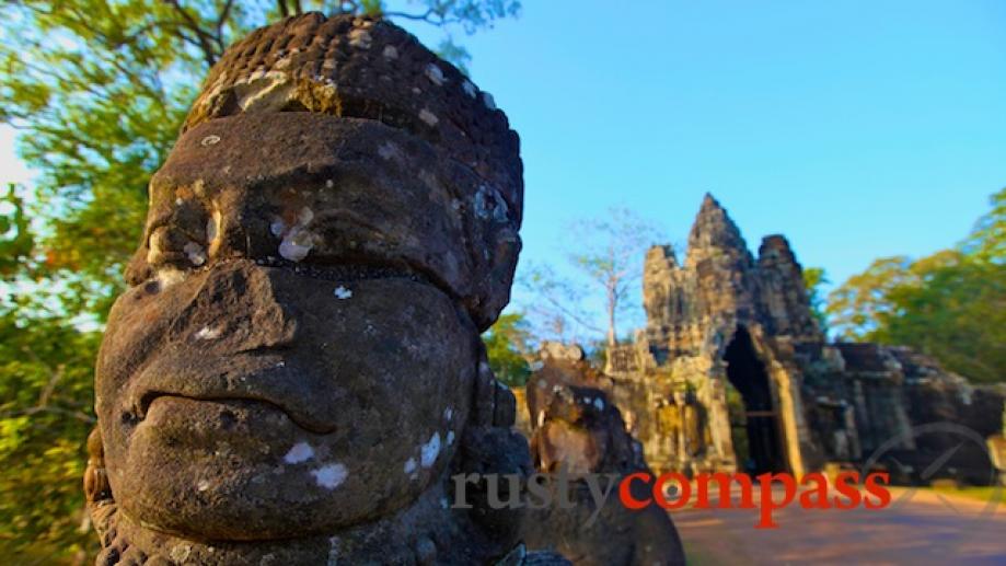 Angkor Thom's late 12th century southern gate. Angkor Thom is...