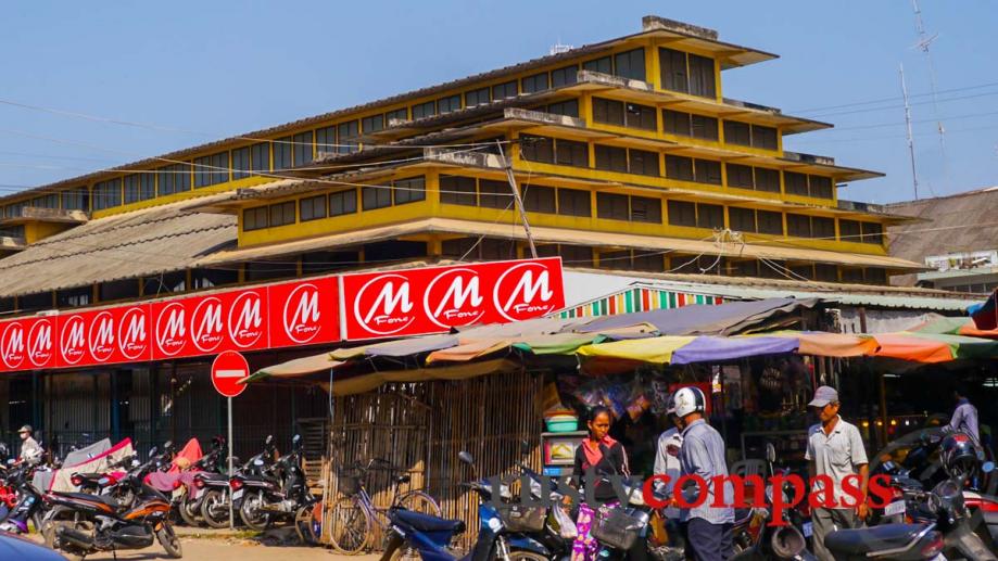 Battambang's busy central market. By night a good spot for...