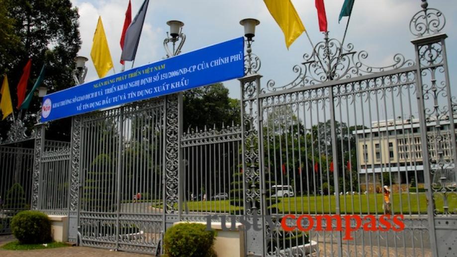 The gates at the Reunification Palace, Saigon. Images of these...