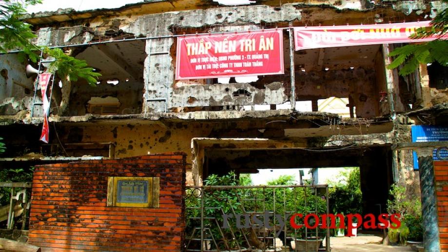 This devastated Buddhist School is preserved as a war monument.