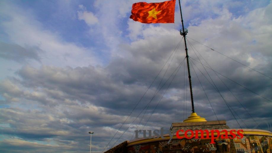 Flag tower at the Ben Hai River crossing.