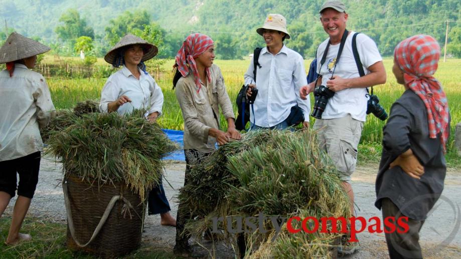 Having a chuckle with the locals. Mai Chau.