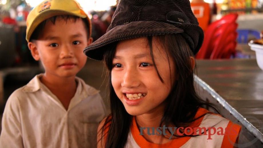 Kids at Ha Tien market