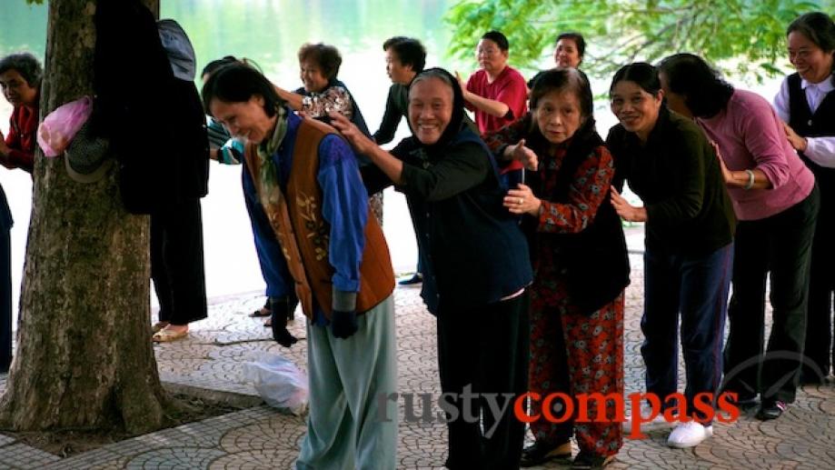 Exercising at Hoan Kiem Lake, Hanoi