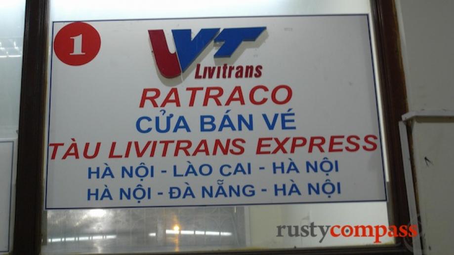 The regrettably named Livitrans Ratraco counter at Hanoi railway station...