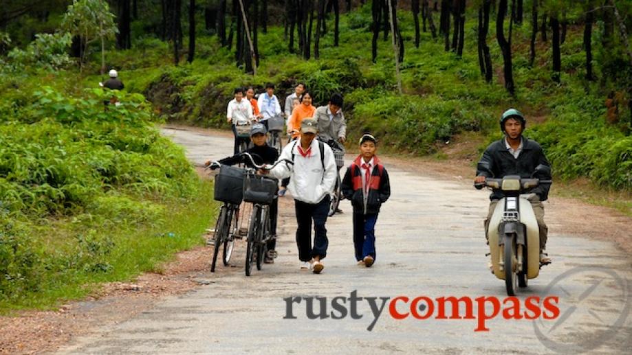 Most of the country roads around Hue are quiet and...